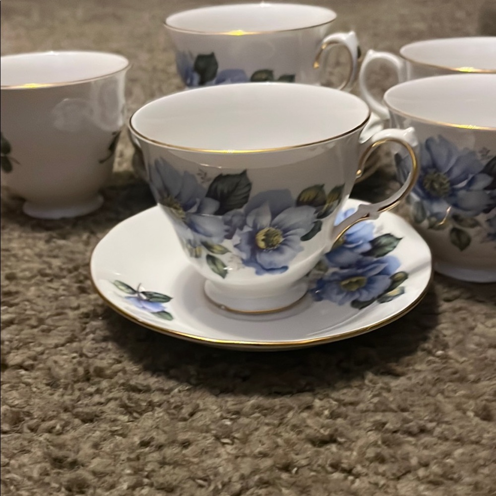 Vintage Gainsborough Bone China Elegant Floral Teacup and Saucer Set
